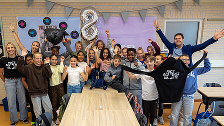 foto van winnaars van de textielrace